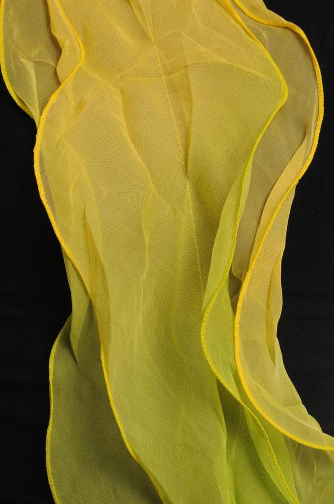 Liss Kiss Yellow Green & Brown Double Layered Chiffon Ombre - Scarf