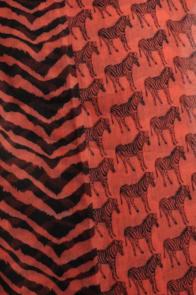 Liss Kiss Zebras On Dark Peach Pink Unisex Scarf & Beach Sarong - Scarf