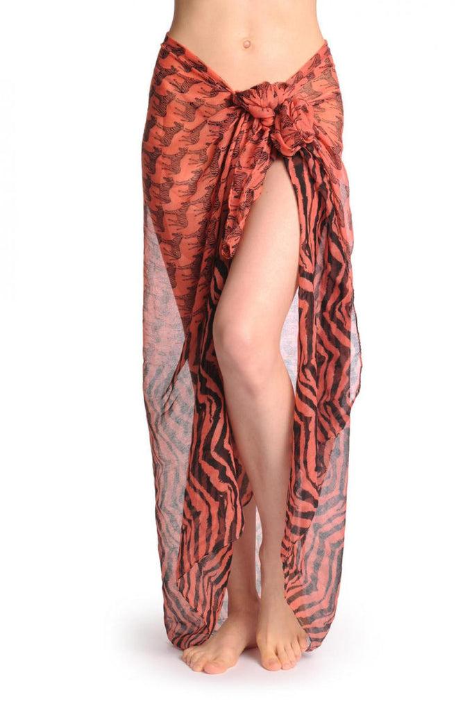 liss kiss Zebras On Dark Peach Pink Unisex Scarf & Beach Sarong - Scarf