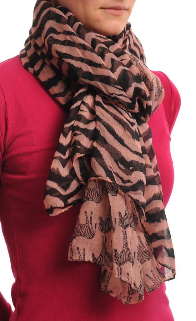Liss Kiss Zebras On Soft Pink Unisex Scarf & Beach Sarong - Scarf