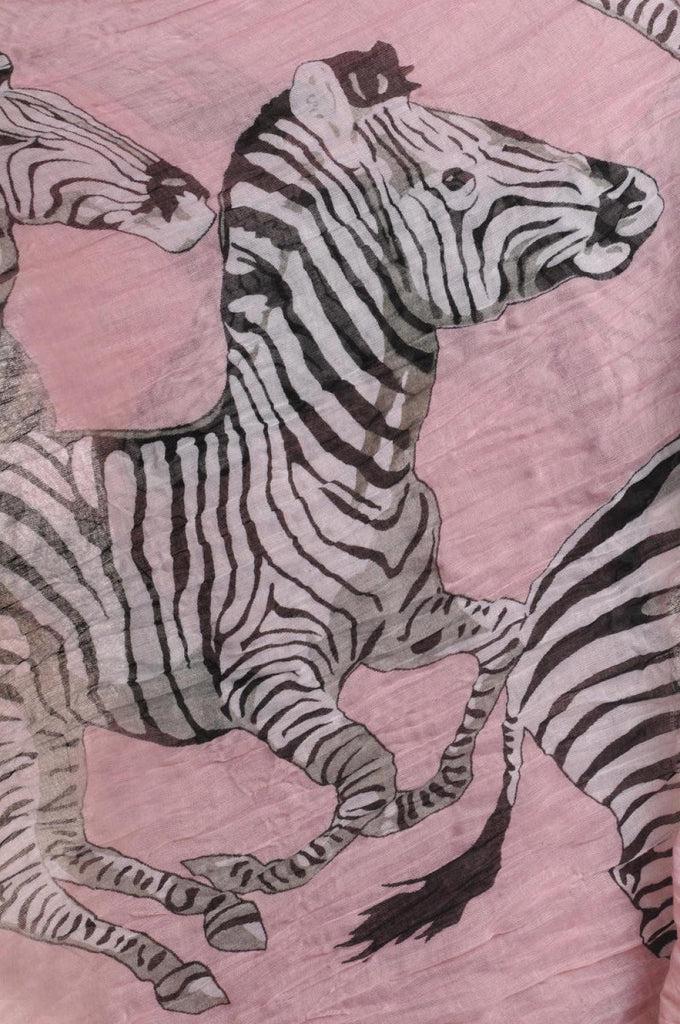 Liss Kiss Zebras On Soft Pink Wrinkle & Creased Effect - Scarf