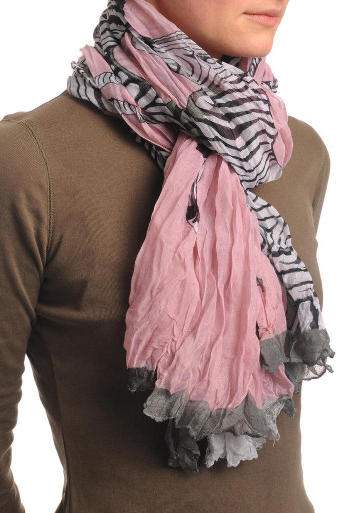 liss kiss Zebras On Soft Pink Wrinkle & Creased Effect - Scarf