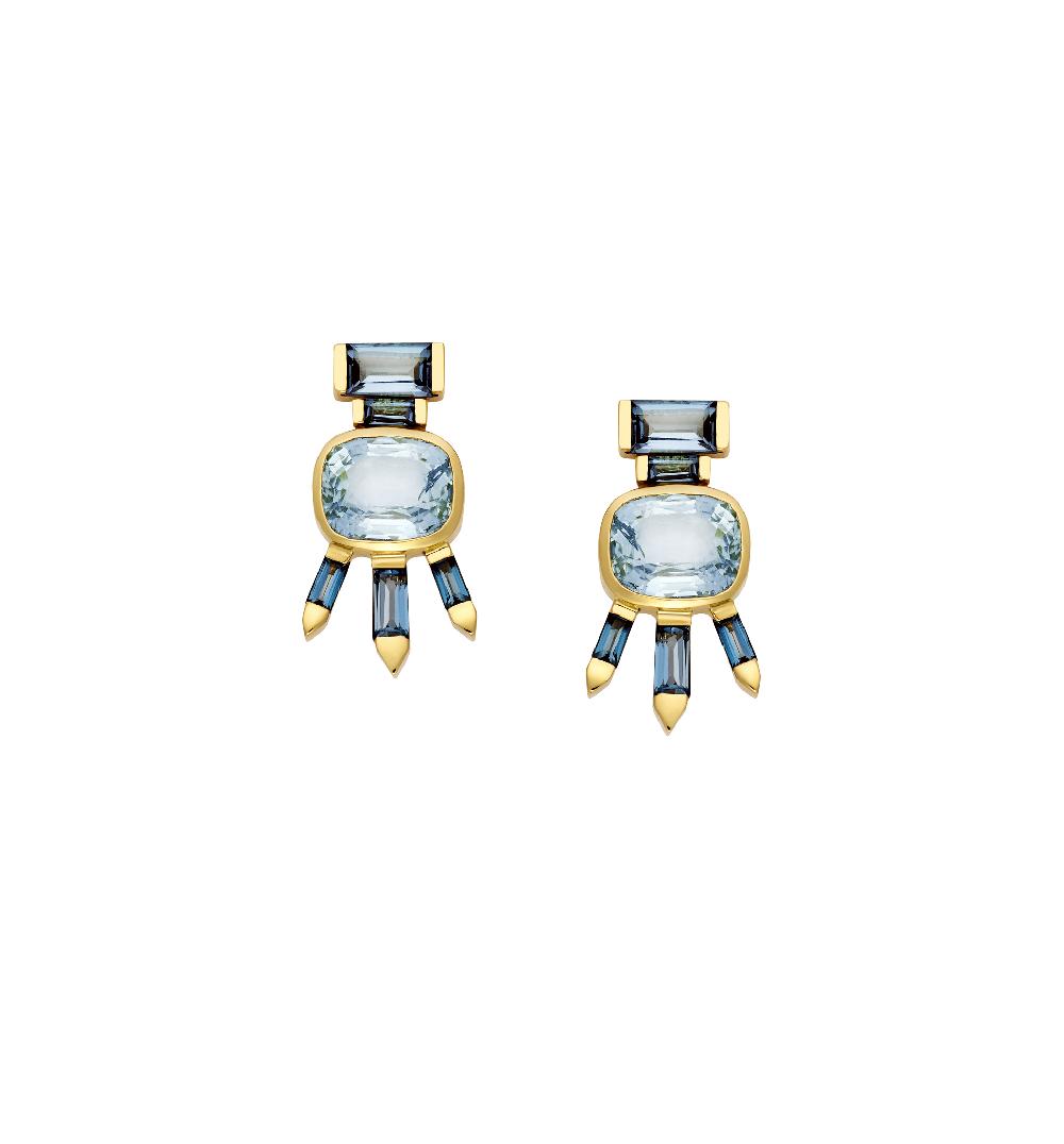 lito Aquamarine & London Blue Topaz earrings