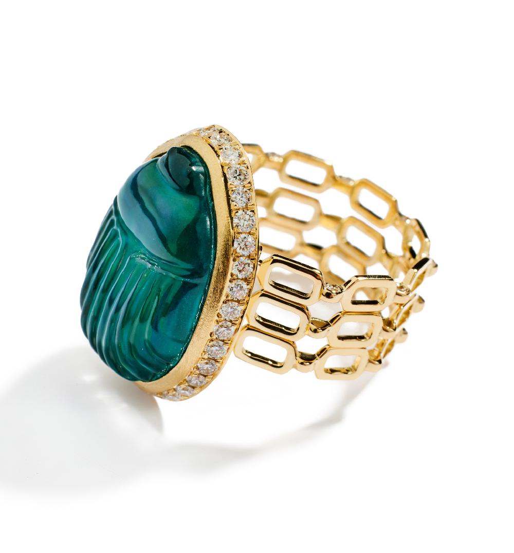 Lito Big Gola Triple Chain Diamond Ring