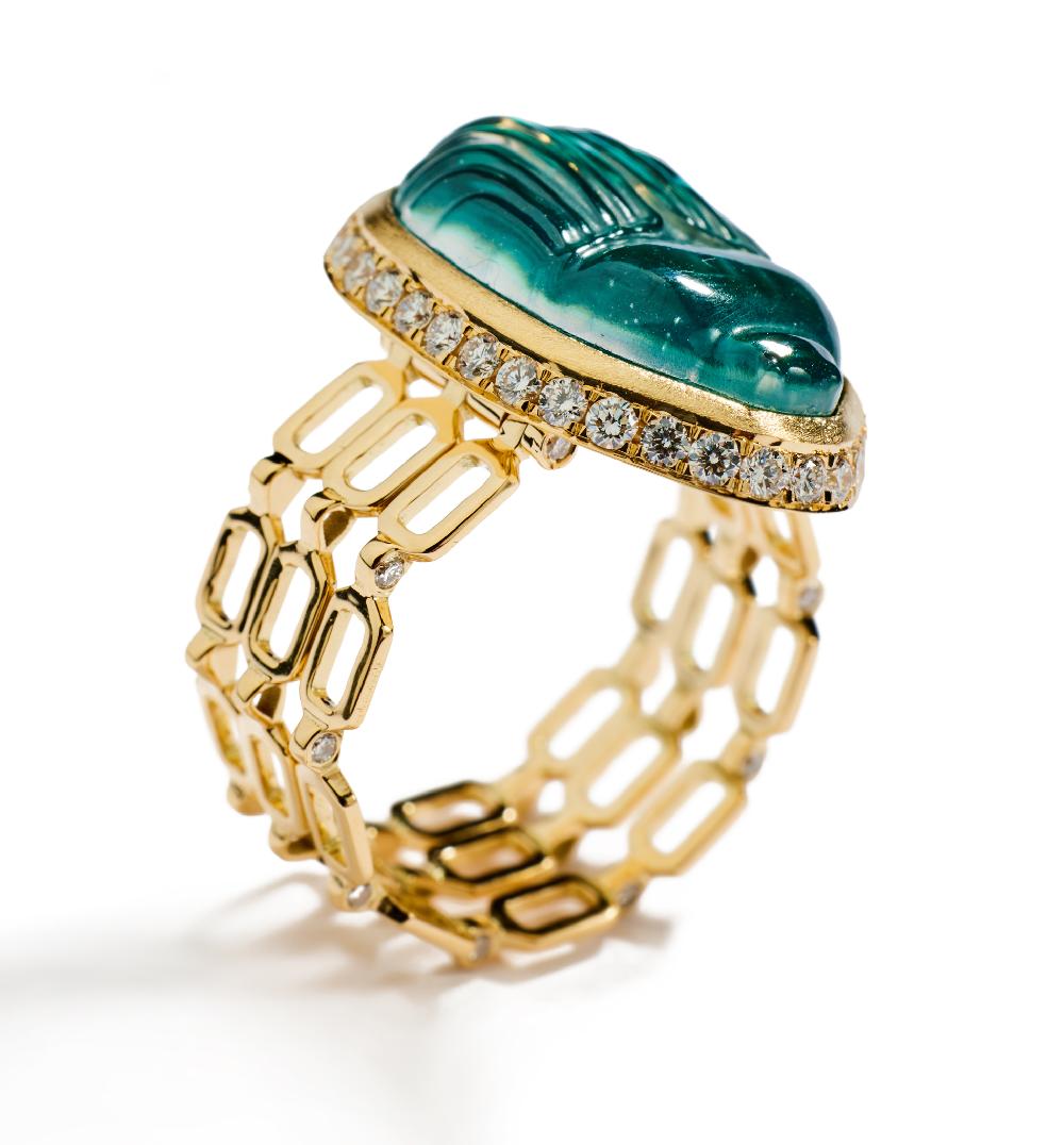 Lito Big Gola Triple Chain Diamond Ring