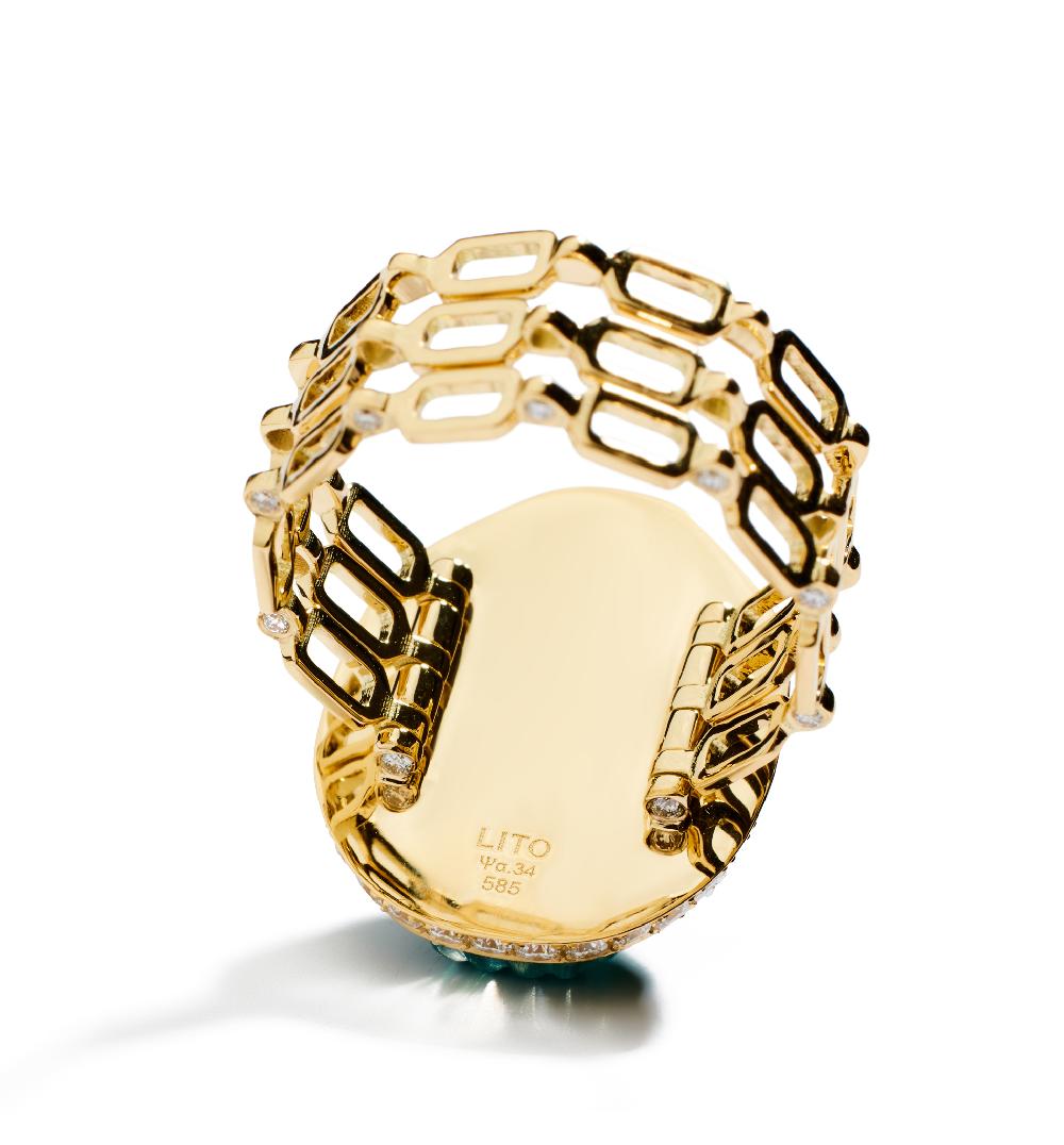 Lito Big Gola Triple Chain Diamond Ring