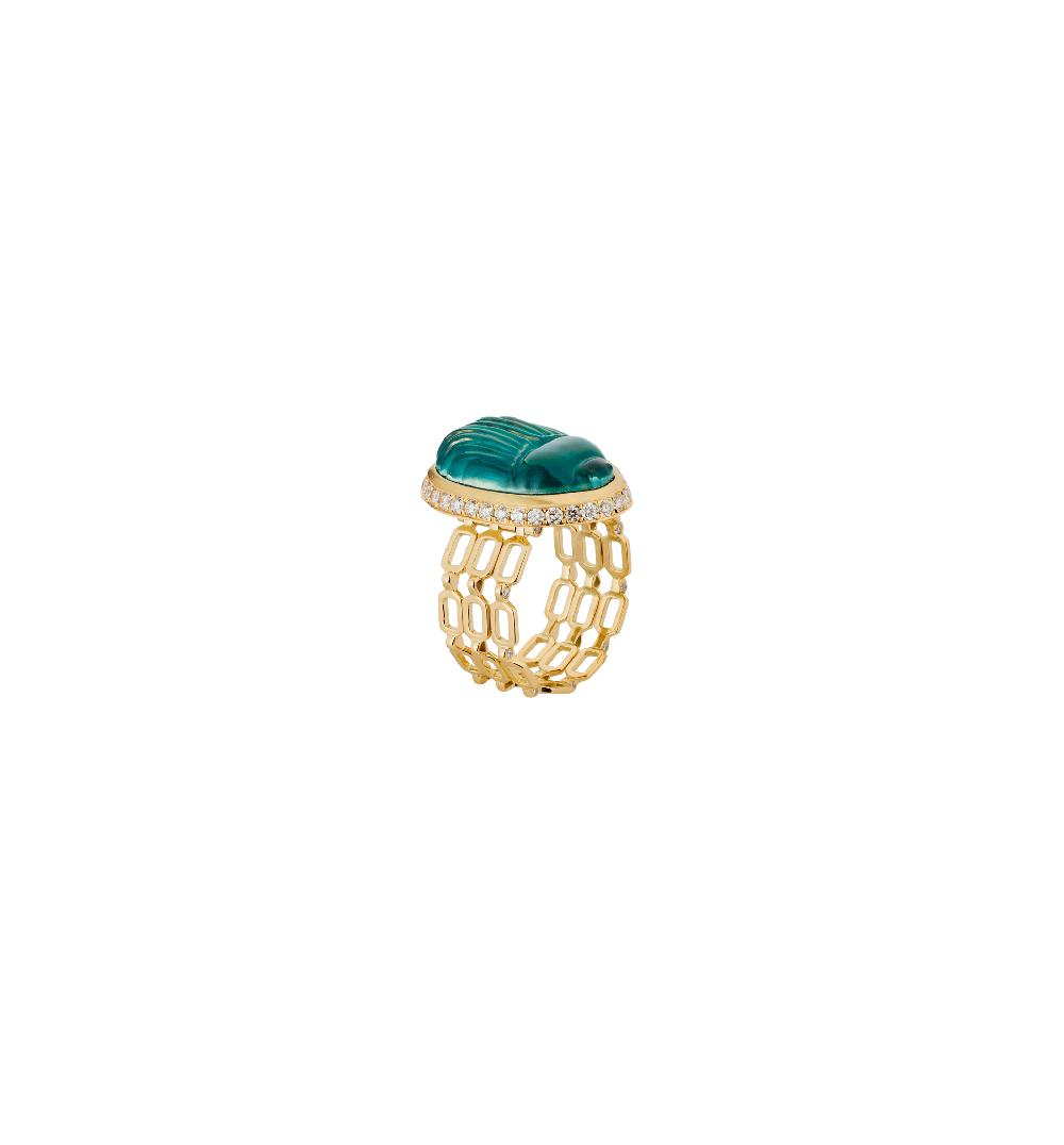 lito Big Gola Triple Chain Diamond Ring