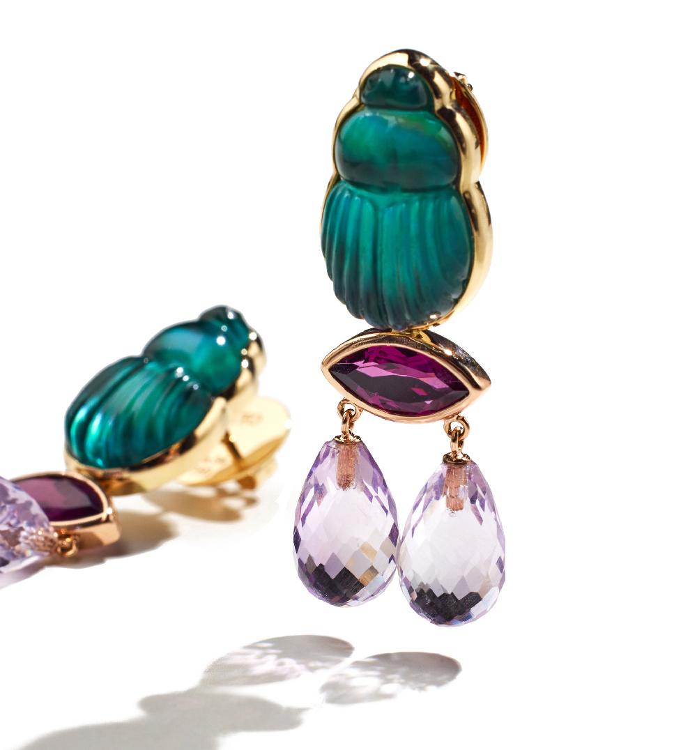 Lito Chalcedony Scarabs Earrings