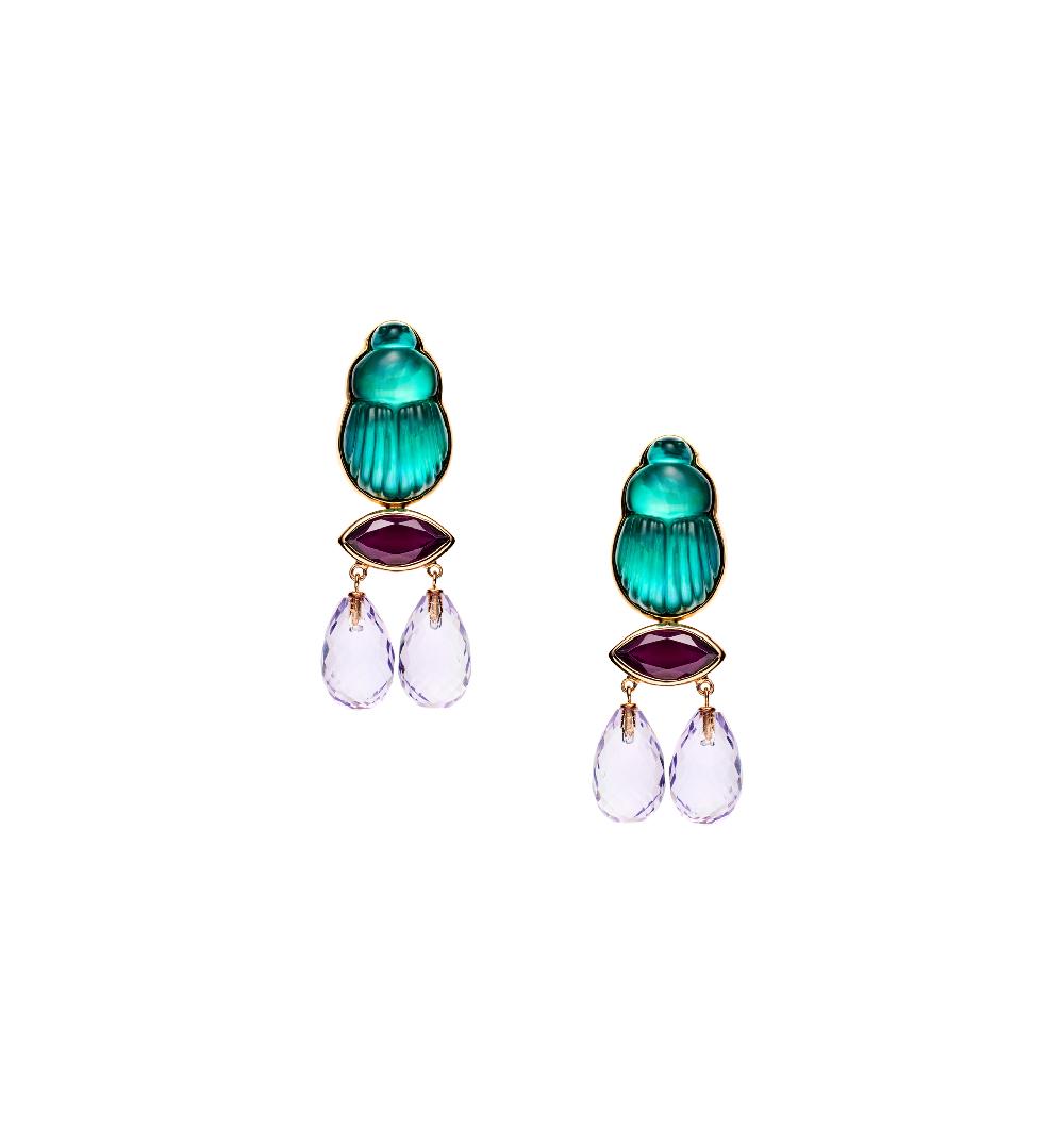 lito Chalcedony Scarabs earrings