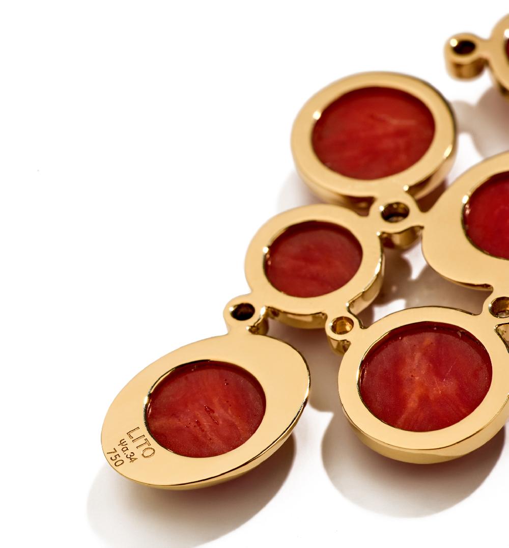 Lito Coral Emerald Earrings