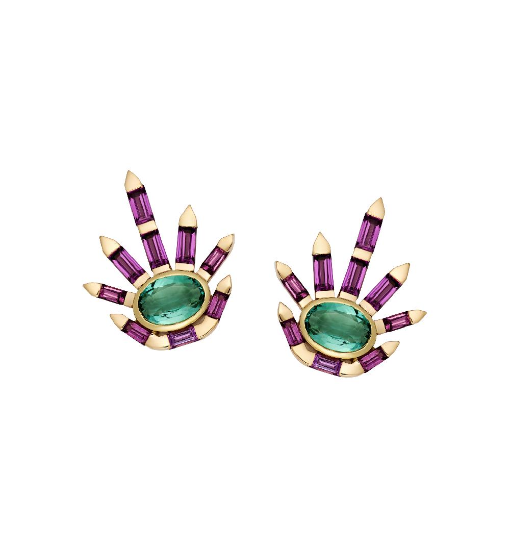 lito Emerald & Rhodolite earrings