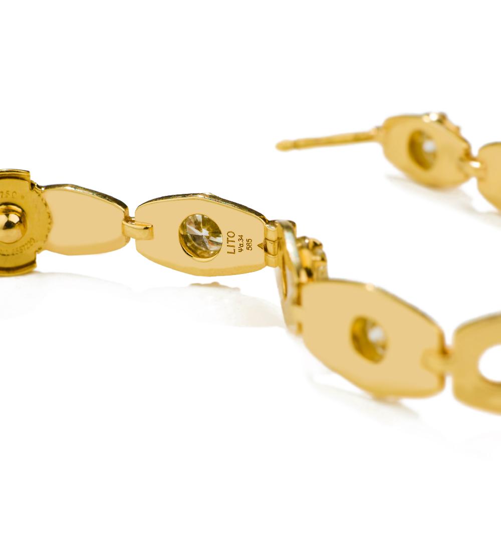 Lito Medium Oval Chain Diamond Hoops