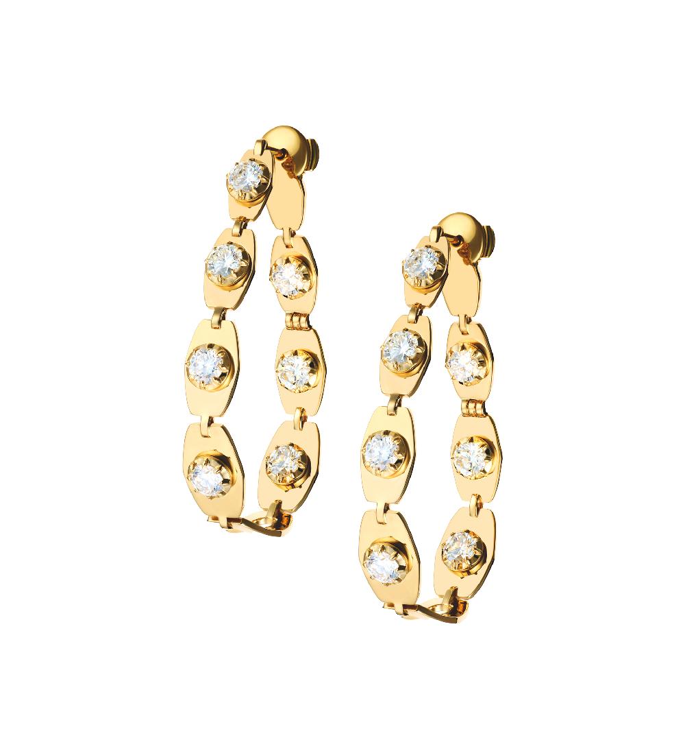 lito Medium oval chain diamond hoops