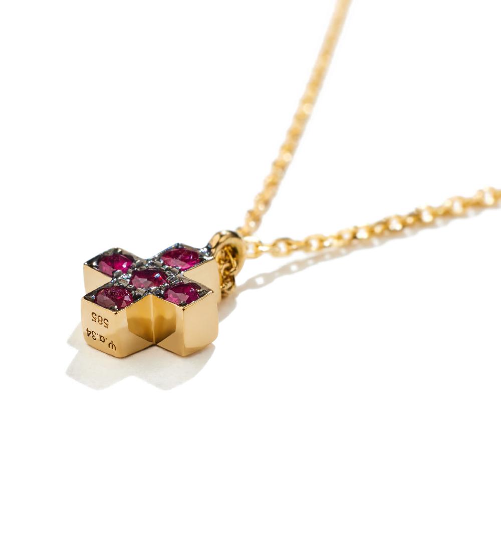 Lito Mini Ruby Cross Necklace