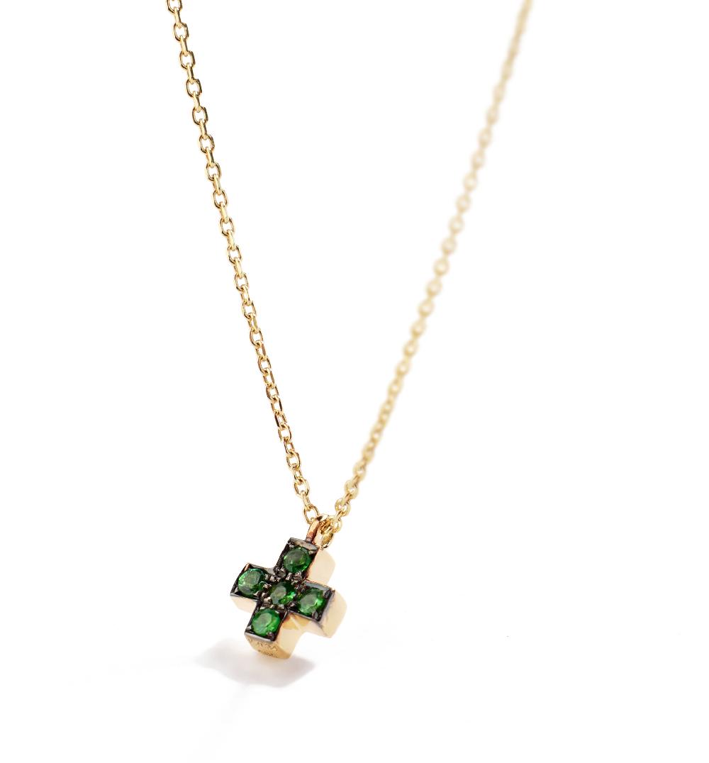 Lito Miny Tsavorite Cross Necklace