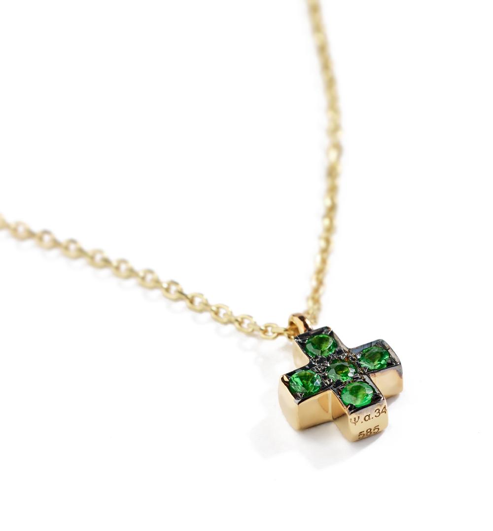 Lito Miny Tsavorite Cross Necklace