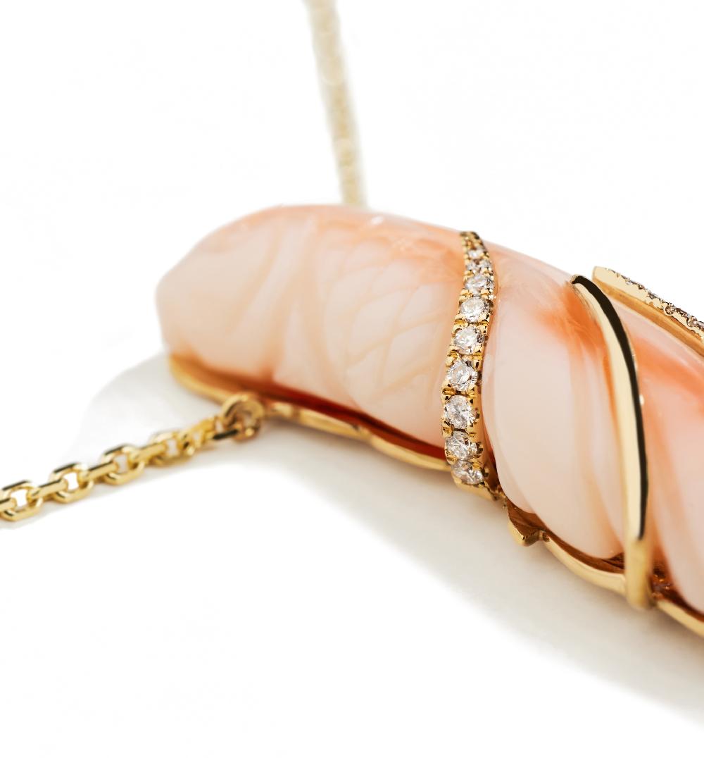 Lito Red Coral Diamond Fish Necklace I