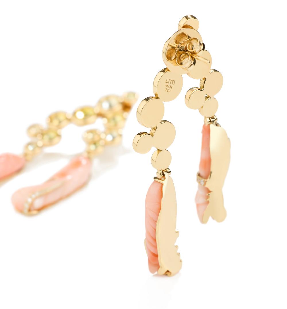 Lito Red Corals Diamond Earrings