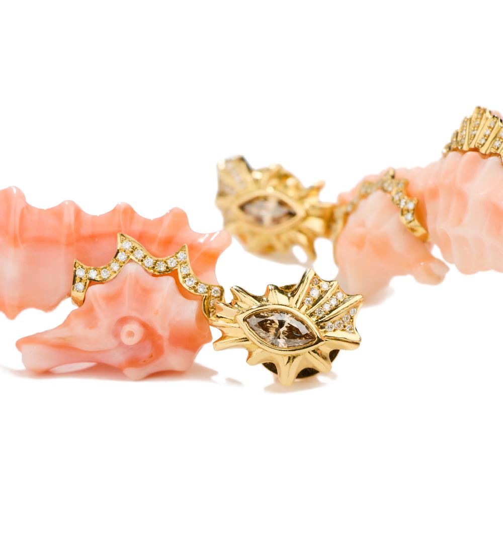 Lito Seahorse Corals Diamonds Earrings