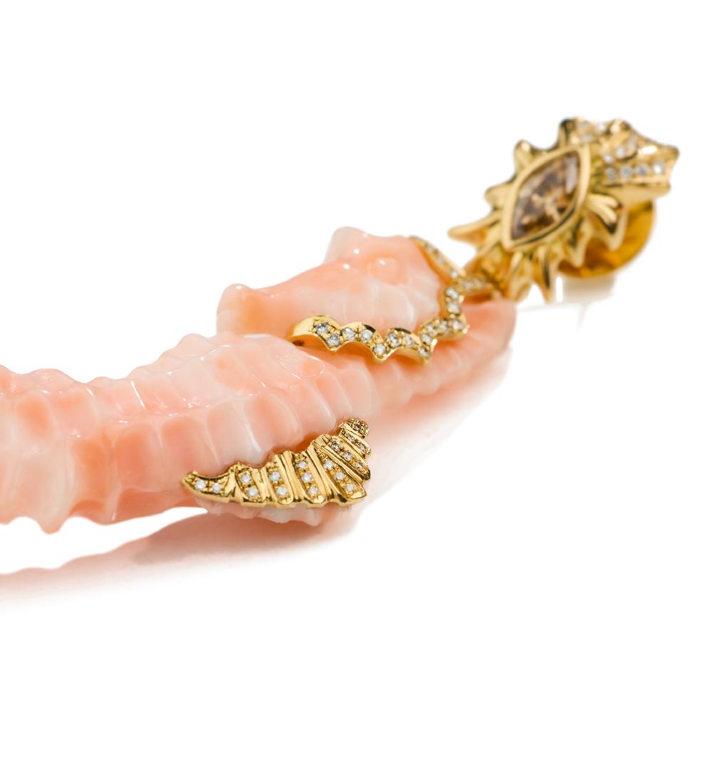 Lito Seahorse Corals Diamonds Earrings