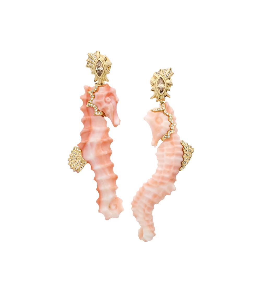 lito Seahorse Corals diamonds earrings