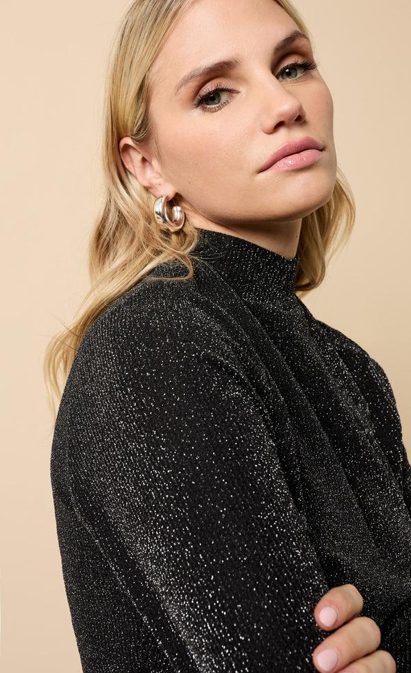 Little Mistress Beatrix Black Shimmer High Neck Top