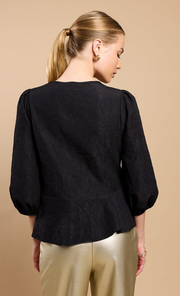 Little Mistress Black Textured Blouse By Vicky Pattison