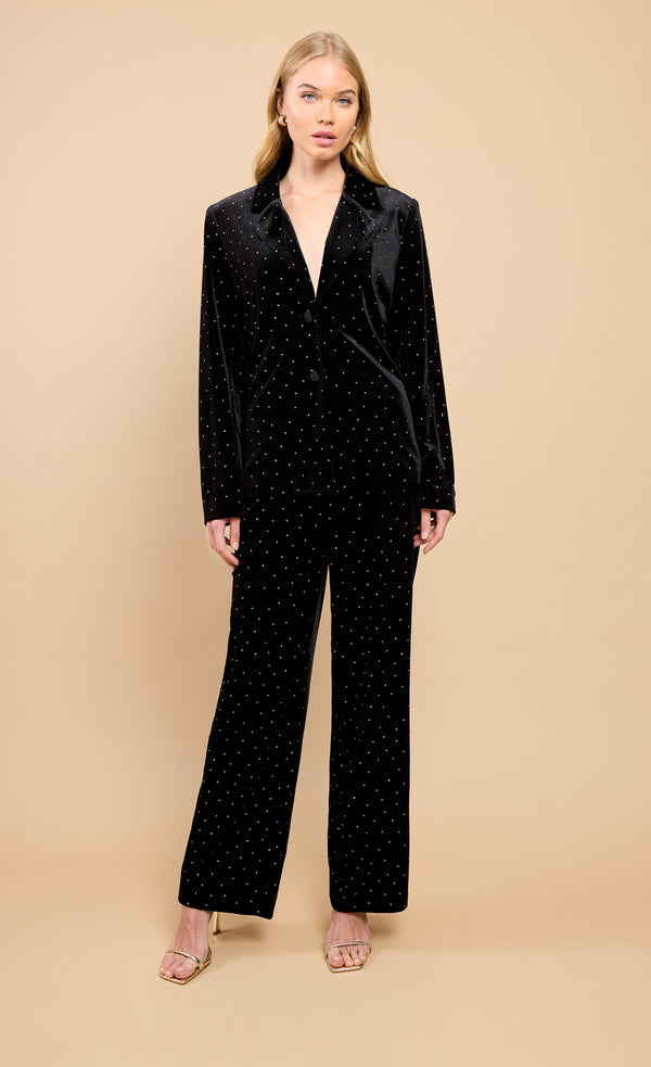 Little Mistress Black Velvet And Gold Diamanté Blazer By Vicky Pattison