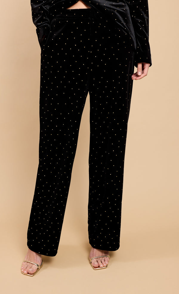 Little Mistress Black Velvet And Silver Diamanté Trousers By Vicky Pattison