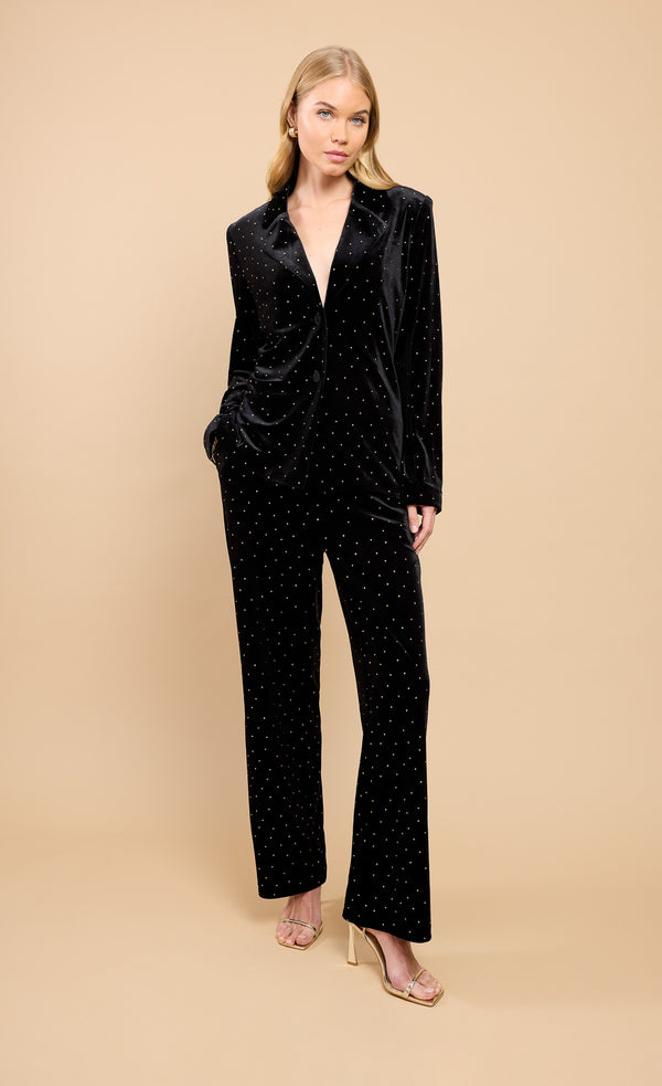 Little Mistress Black Velvet And Silver Diamanté Trousers By Vicky Pattison