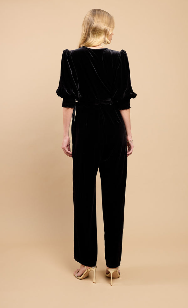 Little Mistress Black Velvet Wide Leg Jumpsuit By Vicky Pattison
