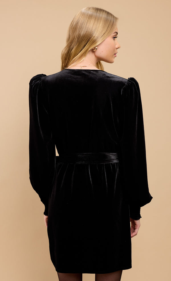 Little Mistress Black Velvet Wrap Mini Dress By Vicky Pattison