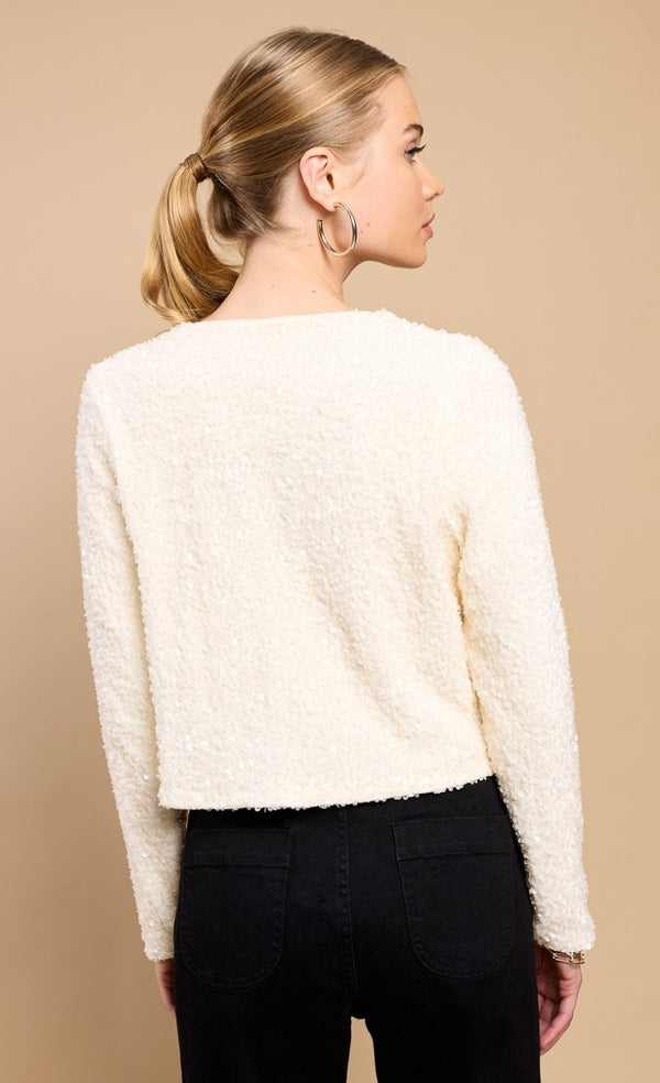 Little Mistress Cream Sequin Bolero Bow Top By Vicky Pattison