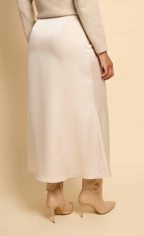 Little Mistress Floriane Champagne Gathered Detail Satin Midaxi Skirt