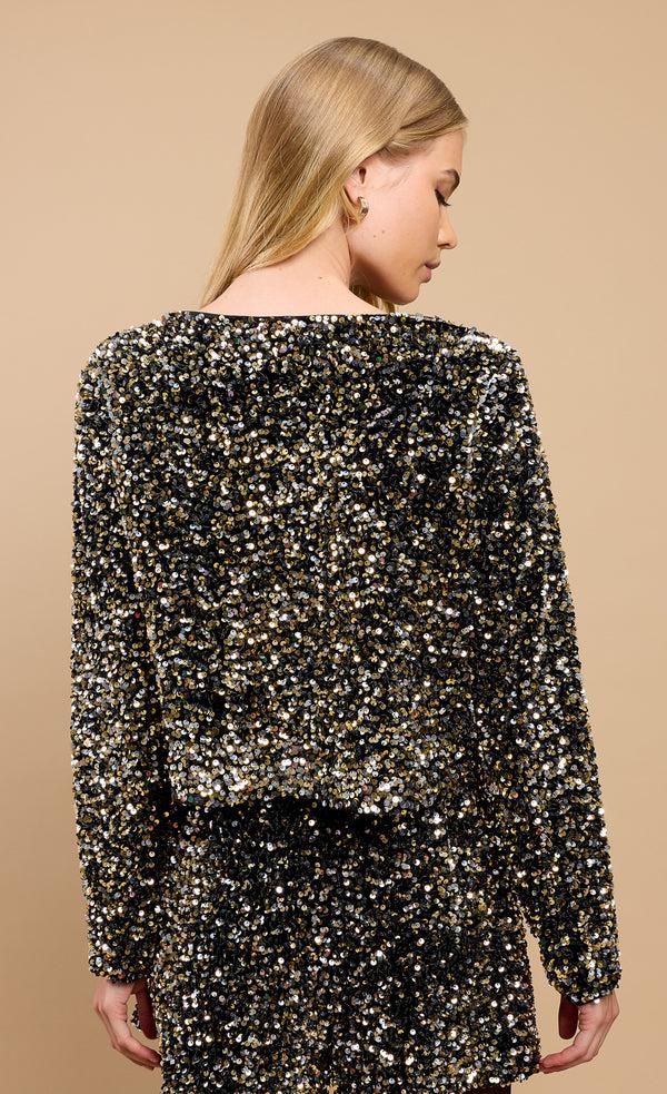 Little Mistress Gold Sequin Bolero Bow Top By Vicky Pattison