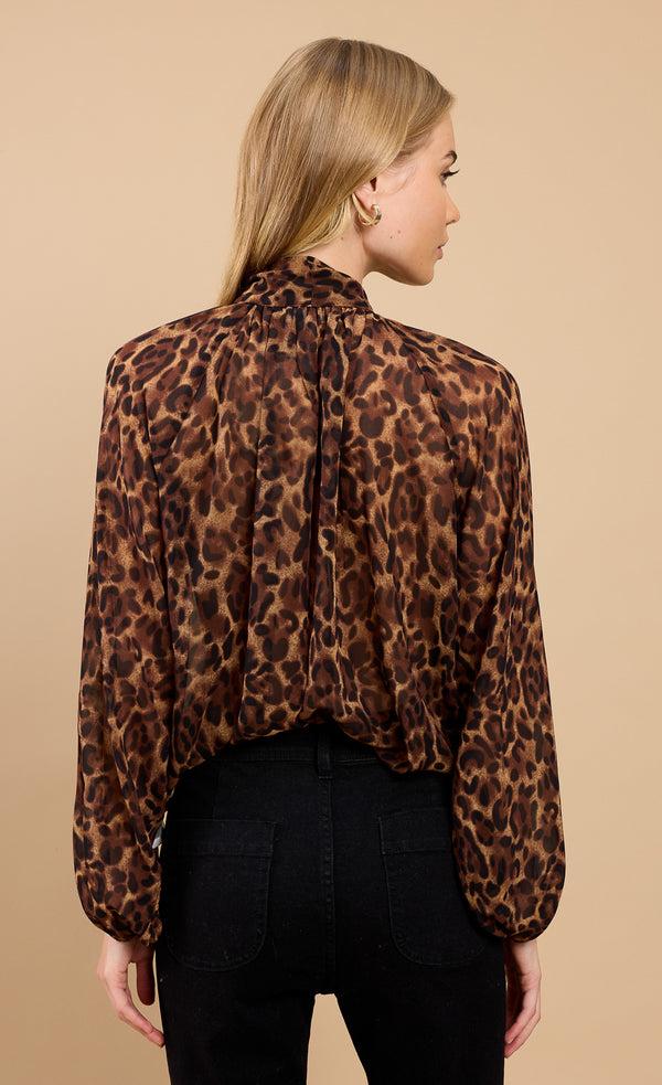 Little Mistress Leopard Print Chiffon Bow Detail Blouse By Vicky Pattison