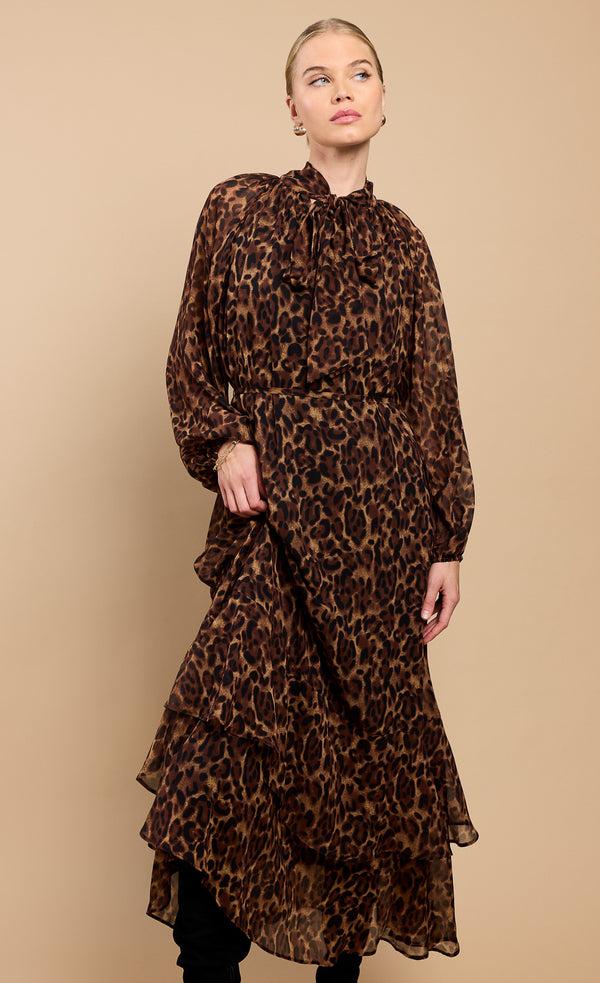 Little Mistress Leopard Print Chiffon Midaxi Dress By Vicky Pattison