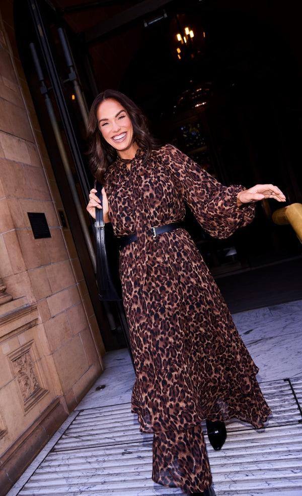little mistress Leopard Print Chiffon Midaxi Dress by Vicky Pattison