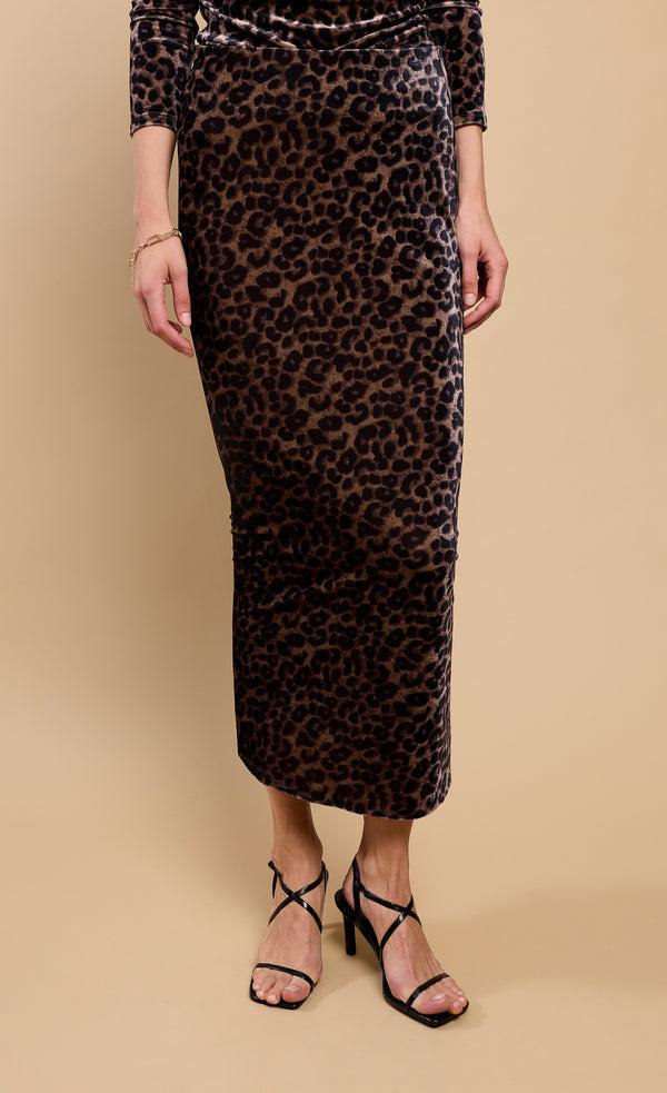 Little Mistress Leopard Print Velvet Midaxi Skirt By Vicky Pattison