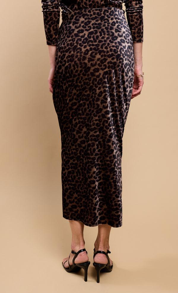 Little Mistress Leopard Print Velvet Midaxi Skirt By Vicky Pattison