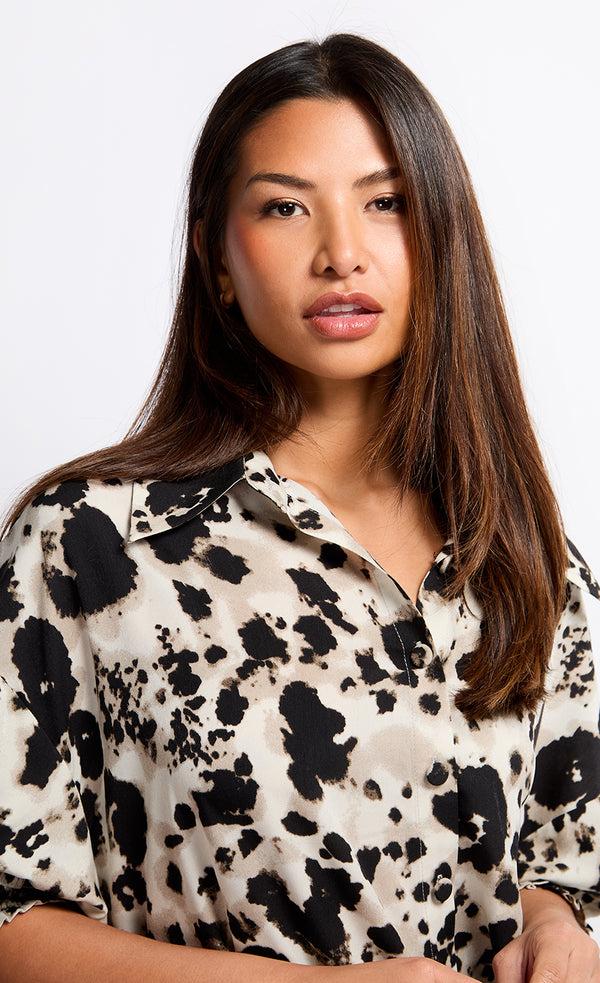 Little Mistress Animal Print Shirt Dress