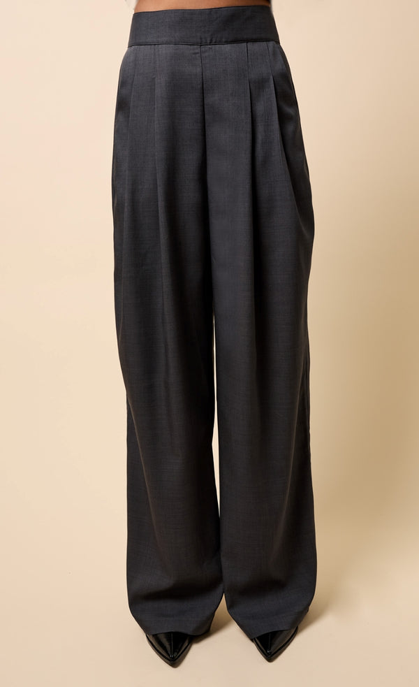 Little Mistress Aurelia Pewter Wide Leg Trousers