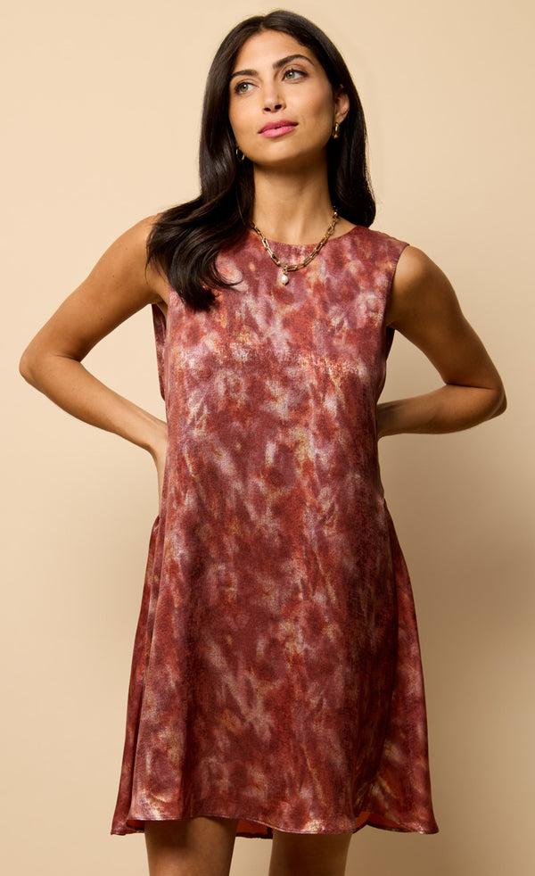 Little Mistress Blur Print Satin Mini Dress