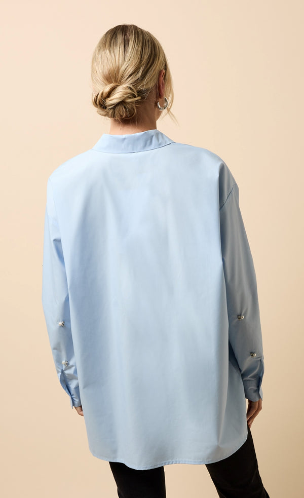Little Mistress Bronte Blue Embellished Shirt
