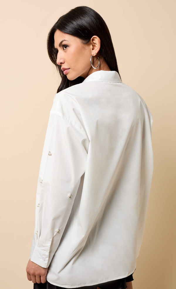 Little Mistress Bronte White Embellished Shirt