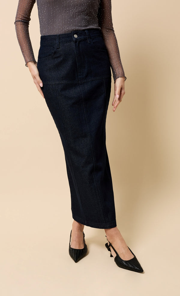 Little Mistress Cosette Indigo Denim Midaxi Skirt