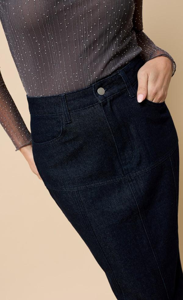 Little Mistress Cosette Indigo Denim Midaxi Skirt