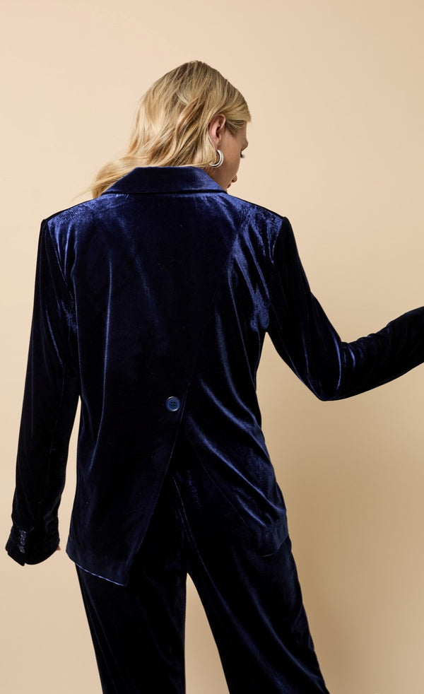 Little Mistress Gabrielle Navy Velvet Blazer