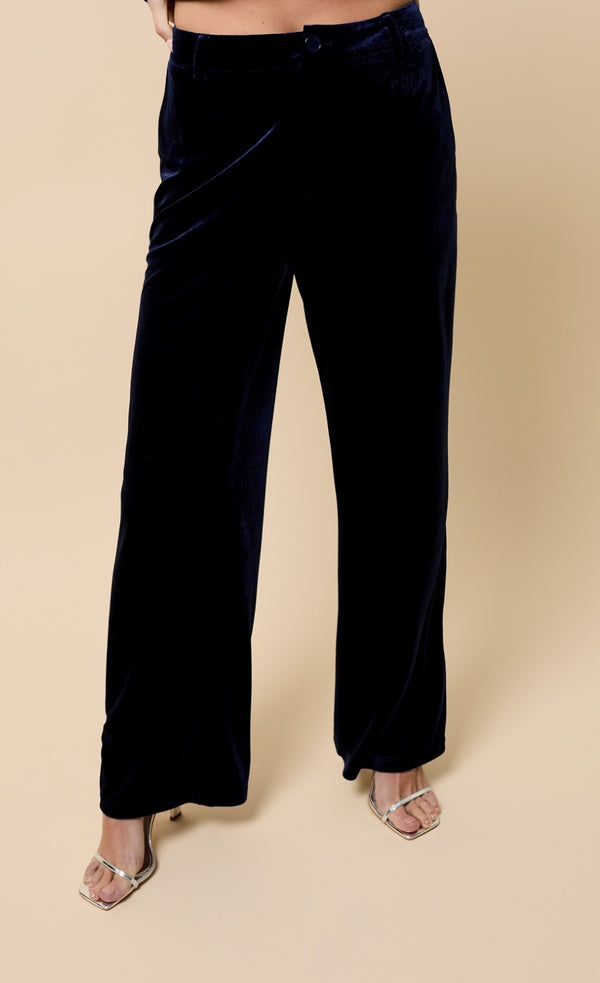 Little Mistress Giselle Navy Velvet Trousers