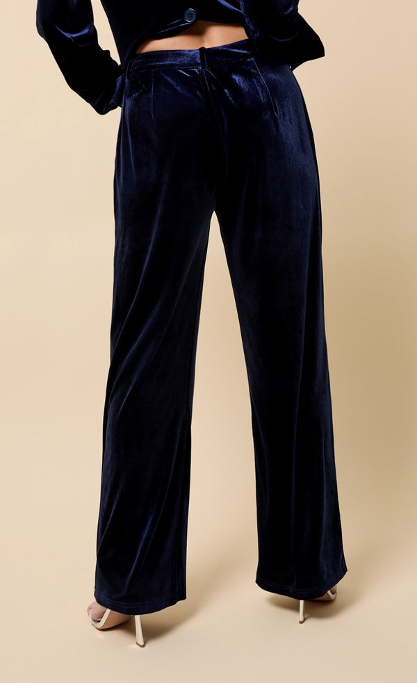 Little Mistress Giselle Navy Velvet Trousers